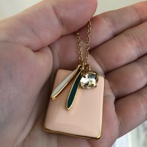 Long JCrew Pink Enamel Locket Necklace